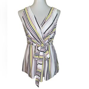 torrid White Striped Sleeveless Faux Wrap Top Size 0